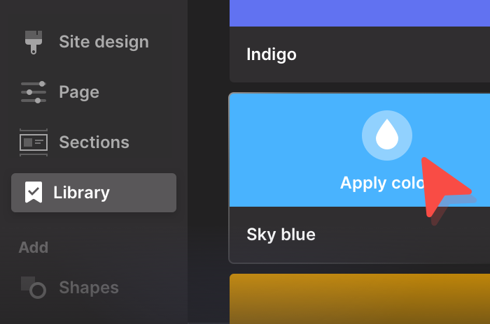 Design Sidekick saved styles library in the Pagecloud editor