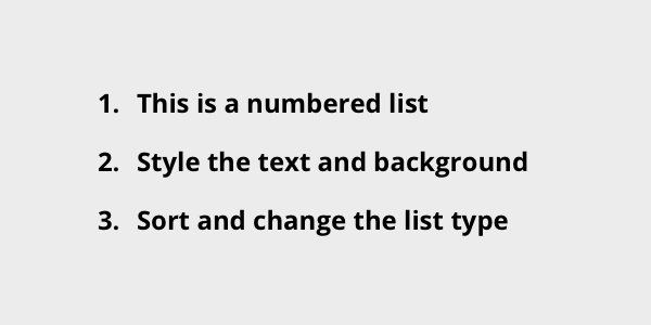 Numbered list component in the Pagecloud editor
