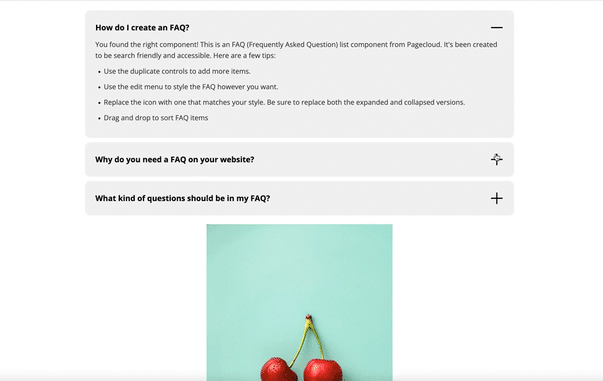 FAQ component in auto columns rearranging content properly