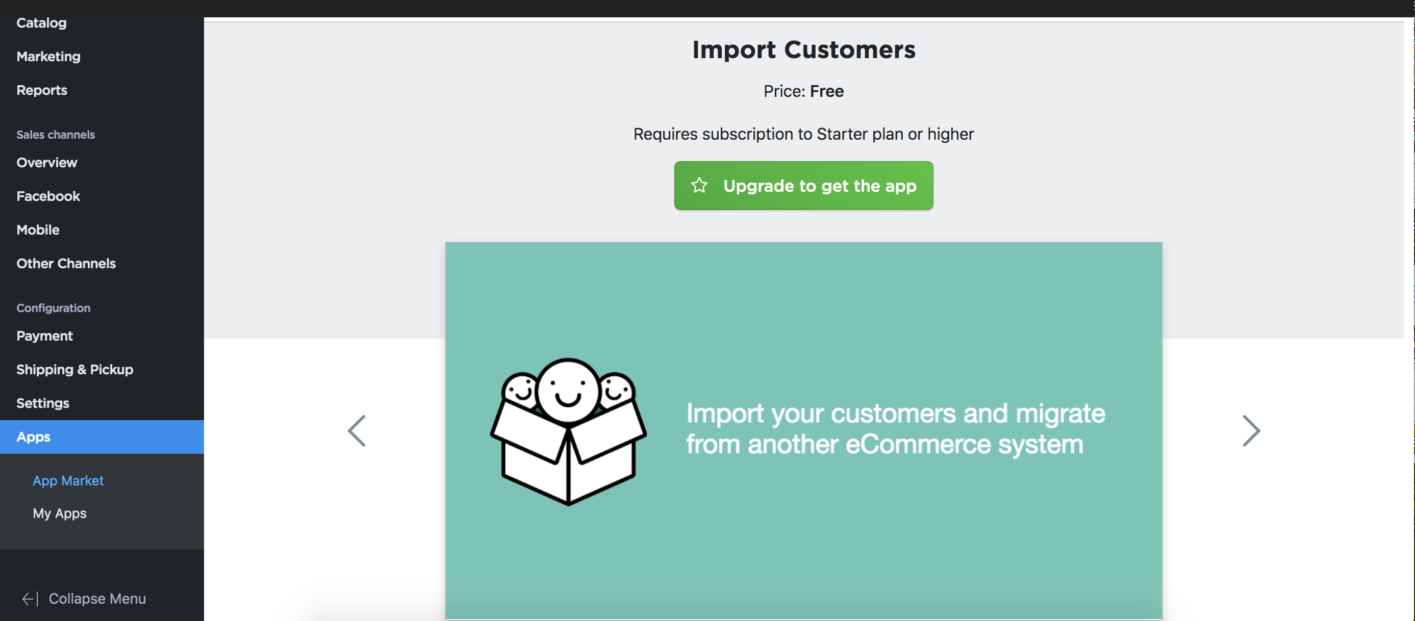 Import Customers app in the Pagecloud App Market