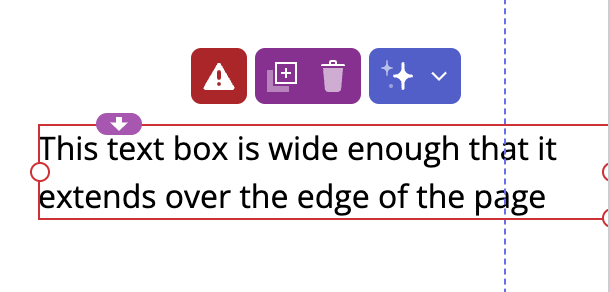 Out of bounds warning in the Pagecloud editor